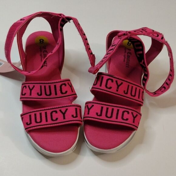 Juicy Couture Hot Pink Impulse Strappy Velcro Platform Sandals Size 8 NWT - Picture 9 of 16